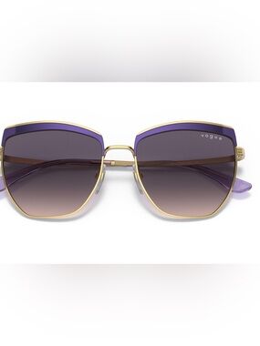 Vogue Eyewear Gold Frame Sunglasses with Purple Trim